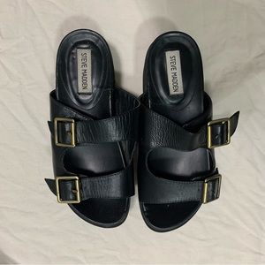 Steve Madden Leather Buckle Platform Sandals